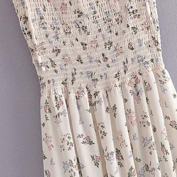 Floral Smocked Spaghetti Strap Midi Dress - Picture 5 of 16